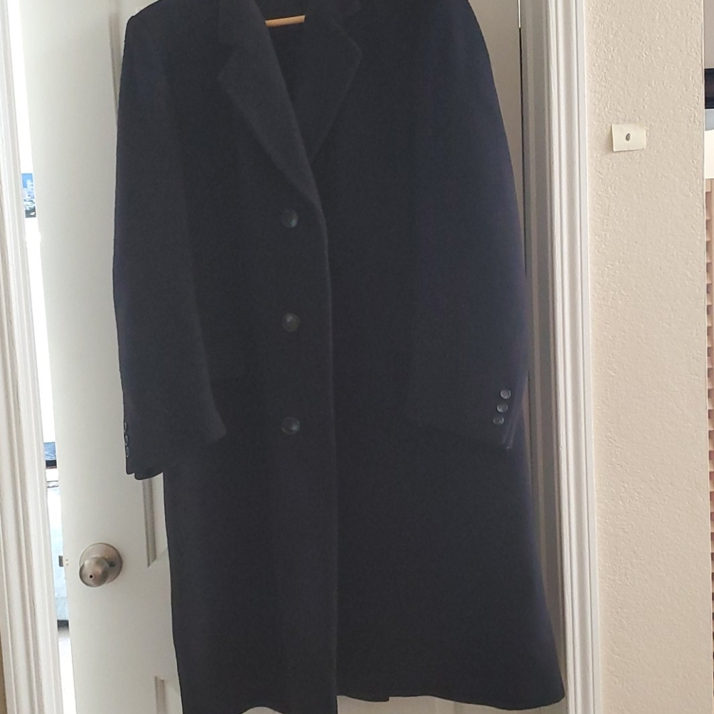 Long wool black overcoat.